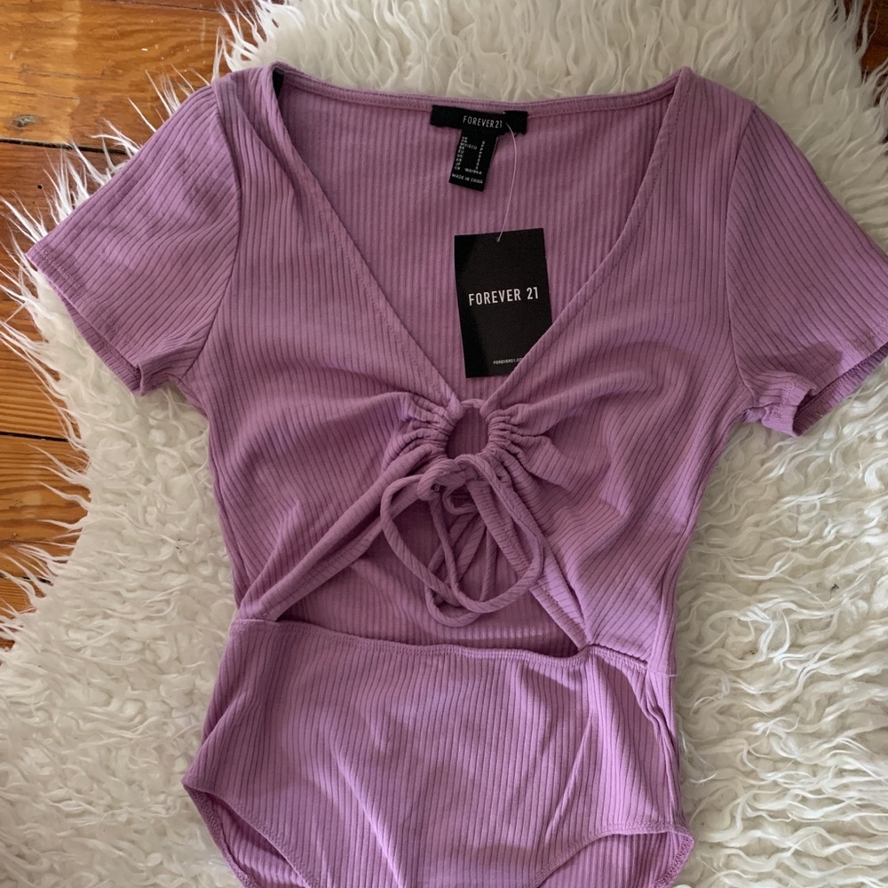 Forever 21 Purple Tie Bodysuit